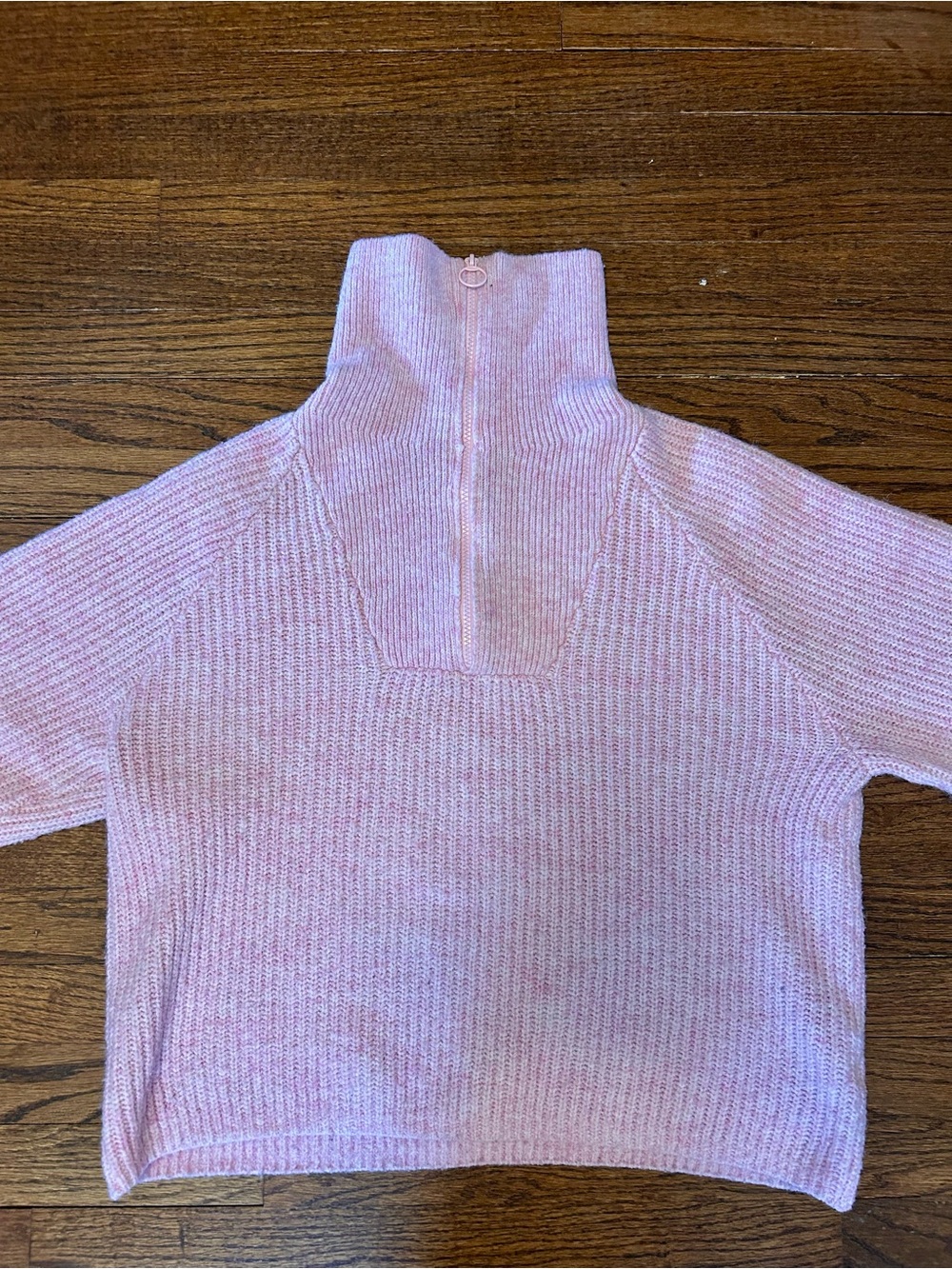 H&M Pink Half-Zip Mock Neck Sweater